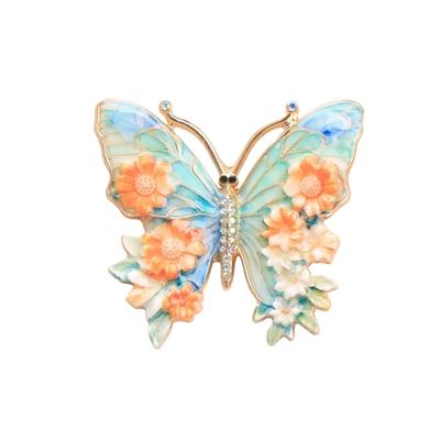 Elegant Vintage Butterfly Brooch With Rhinestones Accent For Women Fashion Animal Badge Wedding Party Accessory