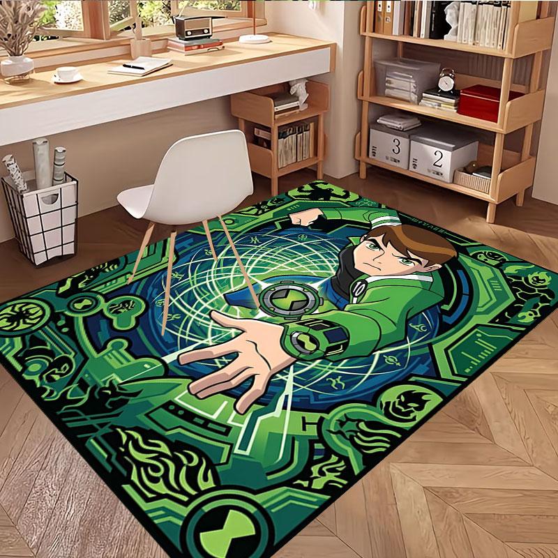 Ben 10 Cartoon Print Rug, Washable Floor Carpet, For Entryway Dorm Laundry Room Office Study, Home Decor Birthday Christmas Gift