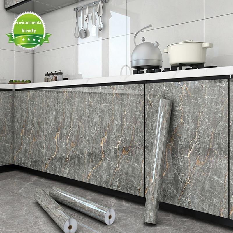 Self-Adhesive Cabinet Sticker Kitchen Countertop Oil-Resistant Waterproof Furniture Refinishing Closet Door Color Change Film