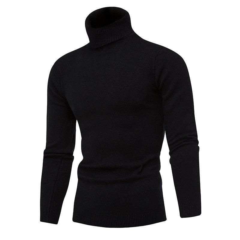 

Male Casual Solid -Color Fashion Simple Sweaters Men Comfortable Turtleneck Men S Sweater KTB 3XL чорний