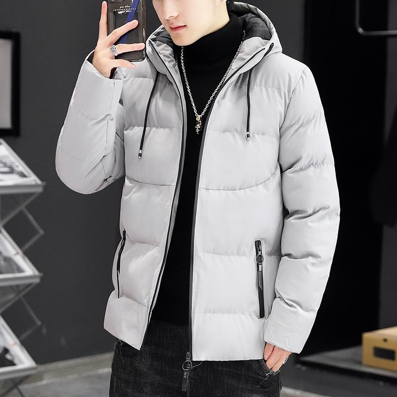 Winter zipper side seam socket padded jacket fit type thickened solid color casual detachable collar youth padded jacket