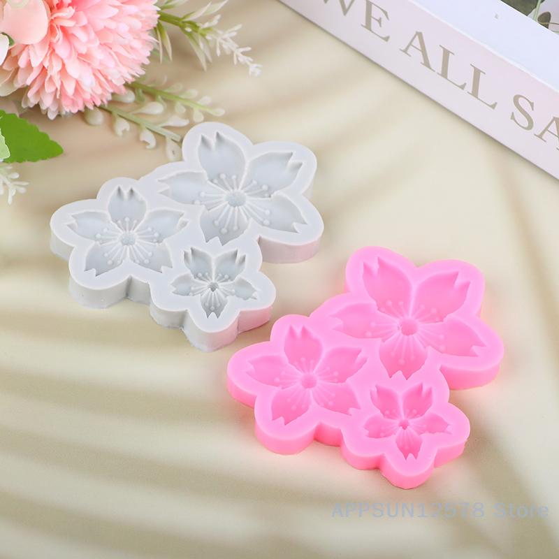 1Pc 3 Cavity Sakura Flower Shape Silicone Mold Sun Flower Fondant Chocolate Birthday Cake Decoration Baking Home Mold