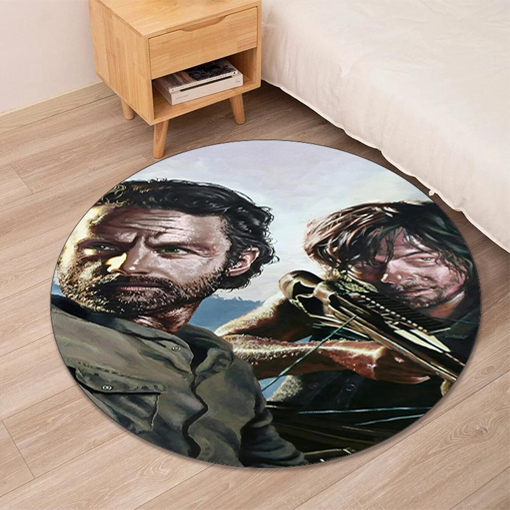 Daryl and Rick Printed Round Rug Carpet Chair Rug Area Rug Entryway Doormats,for Office Chair Living Room Bedroom Kitchen Room.