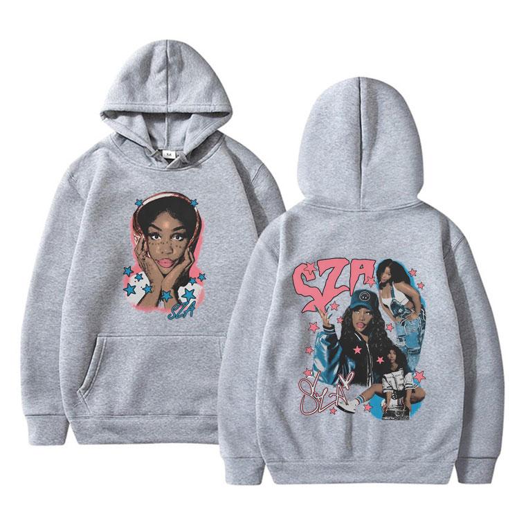 Rapper SZA Graphic Print Hoodie Men Women Hip Hop Fashion Pop Music Hooded Tracksuit Unisex Vintage Oversized Pullover Hoodies