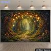 2D Flat Banner, 1 Piece of Magical Forest Themed Backdrop Cloth, Featuring Vine Arches and Pebbleszyc