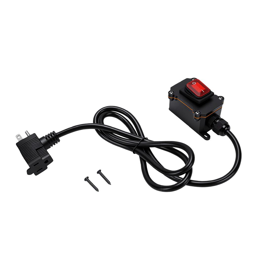Inline Cord Switch with 4ft 18AWG Cable Piggyback Plug 16A IP67 Water Proof Inline Power Switch NEMA 5 15P Plug and 5