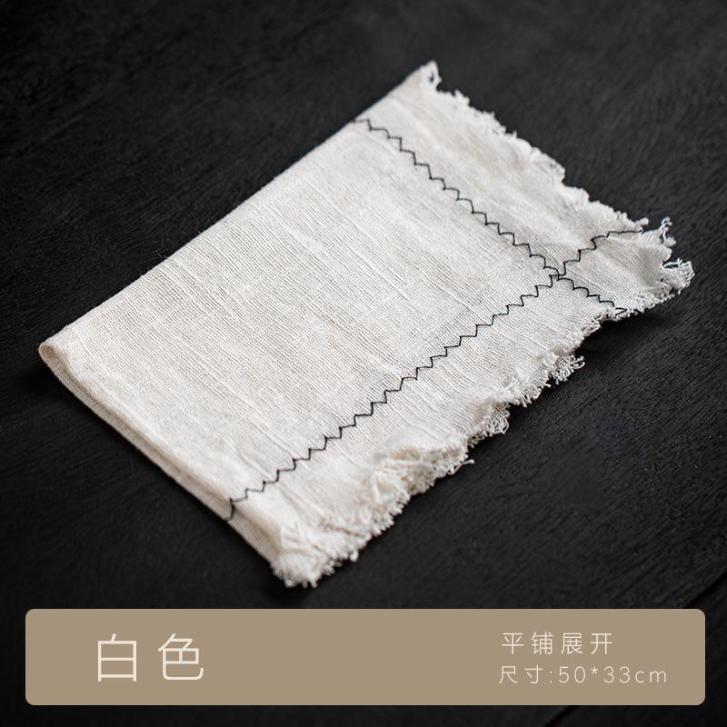 

Linen placemat cloth, niche retro simple fringed heat insulation, high-end western dining mat, gourmet decoration, tablecloth, napkin cloth белый