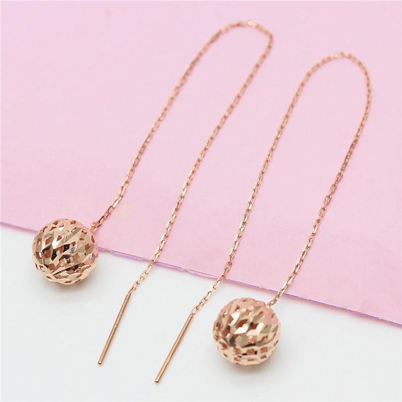 Exquisite Purple Gold Russian Hollow Ball Earphone Antique Rose Gold Car Flower Beads Long Earphone Jewelry