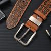 Men'S Embossed Punched Belt, Belt Pu Pin Buckle, Belt Alloy Buckle, All-Season Belt