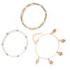 Layering Stackable Anklet For Women With Shell Starfish Beads Summer Beach Jewelry Alloy Faux Pearls Seaside Accessory