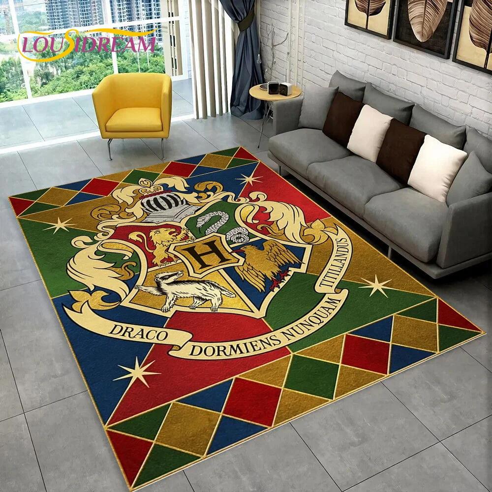 3D P-Potter Magic Academy Movie HD Rug Carpet for Living Room Bedroom Home Decor,Floor Mat Non-slip for Sofa Doormat Gift Kids