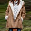 Femmes hiver grande taille solide Plus manteau de velours à manches longues corne boucle poche pardessus