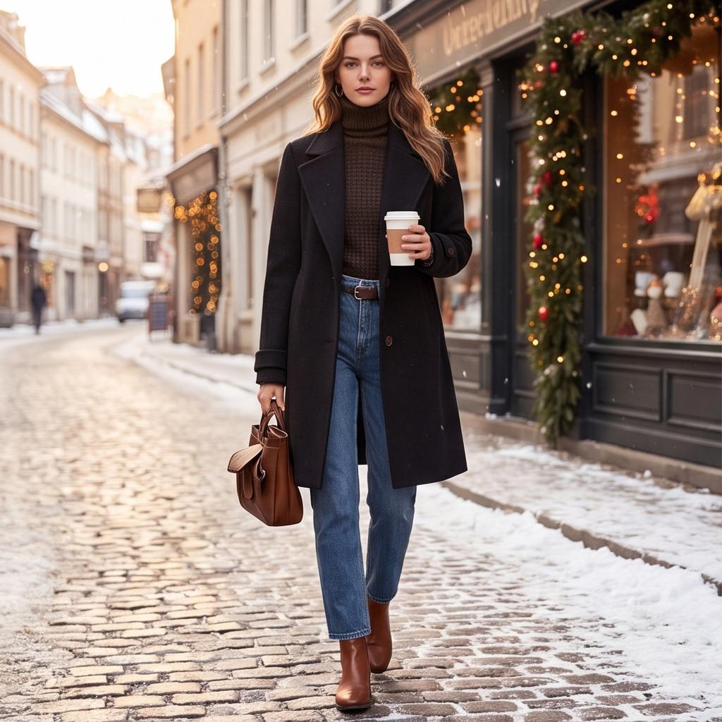 Cappotto in Lana Casual Retro da Donna di Media Lunghezza con Collo a Revers per l'Uso Quotidiano Invernale