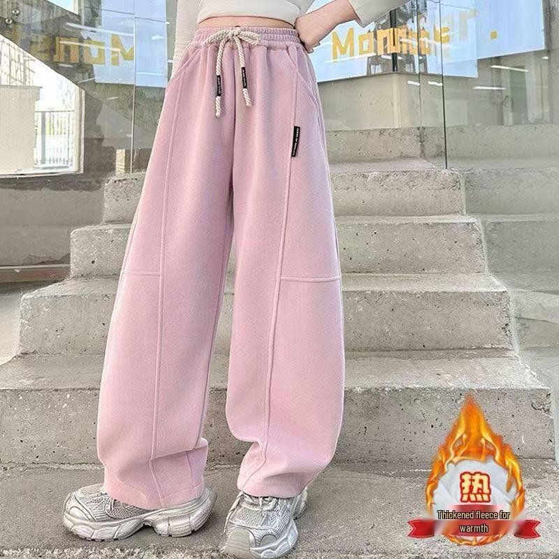 Girls' Wide-Leg Fleece Pants - Autumn/Winter Thickened Casual Sportswear
