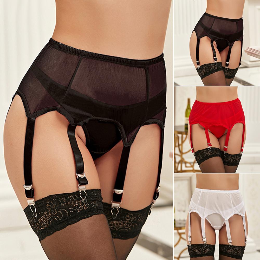 Woman Girls Sock Clip High Waist Lace Mesh Lingerie Garter Belt Elastic Underwear Adjustable Buckle