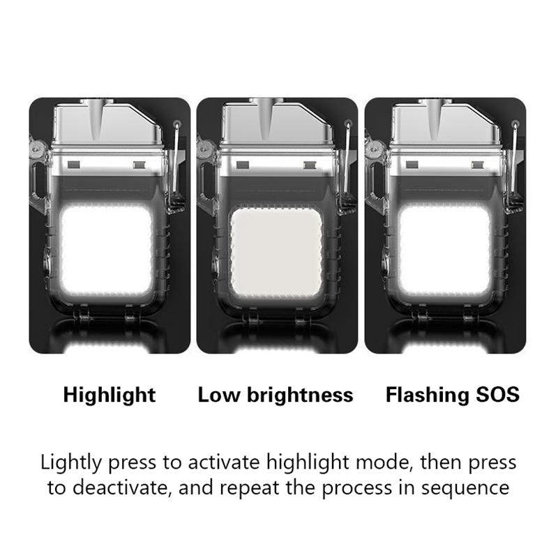 Multi-Function Electric Wire Lighter Waterproof With Emergency Keychain Light Portable Mini Rechargeable Cigarette Lighter