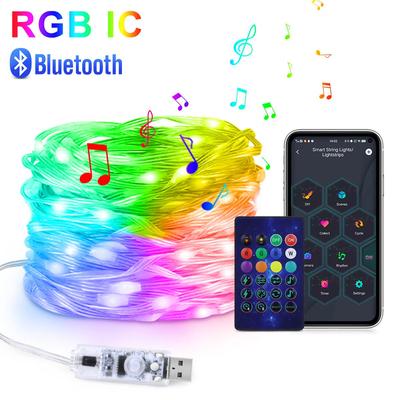 20M 200LEDs USB LED Light String 5V RGBIC Dream Color LED Strip Tape Bluetooth Addressable Fairy Lights For Christmas Decor