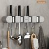 Modern Minimalist Abs Bathroom Wall Mount Mop Holder With Strong Clips And Hooks For Home Organization