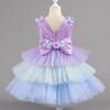 Children's Floral Princess Birthday Dress - Puffy Skirt Cake Dress for Baby Girls