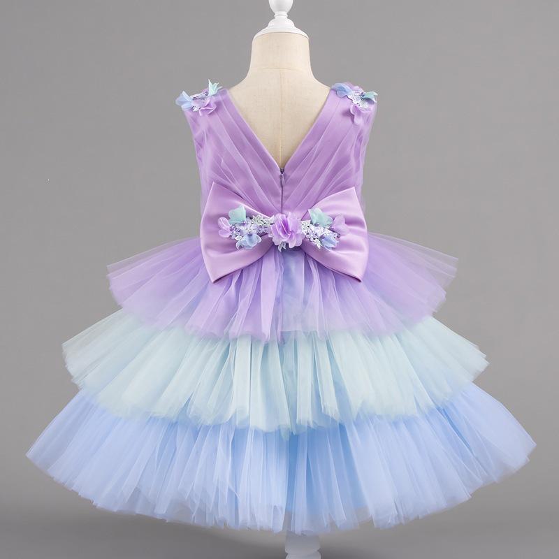 Children's Floral Princess Birthday Dress - Puffy Skirt Cake Dress for Baby Girls