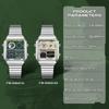MARK FAIRWHALE Watches for Man 4460 Stainless Steel Trend Square Dial Multifunctional Alarm Clock Luminous Waterproof Men Watch