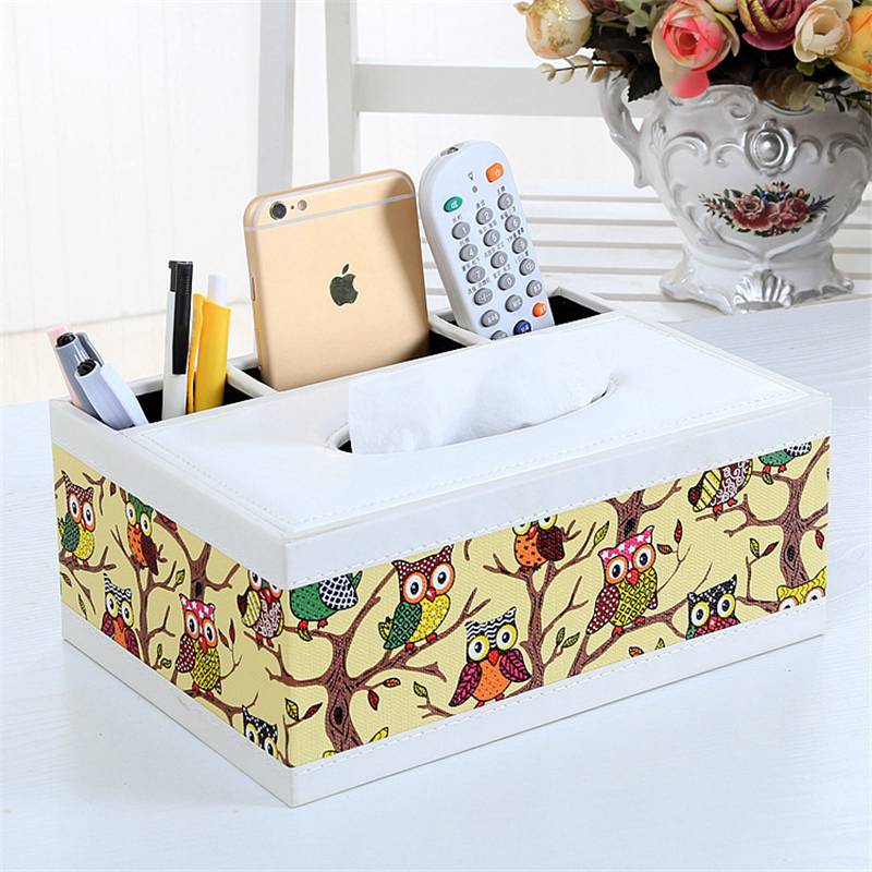 Rectangular Tissue Box Tissue Box PU Leather Box Multifunction Tissue Box 2-in-1 Tissue Holder Tissue Holder