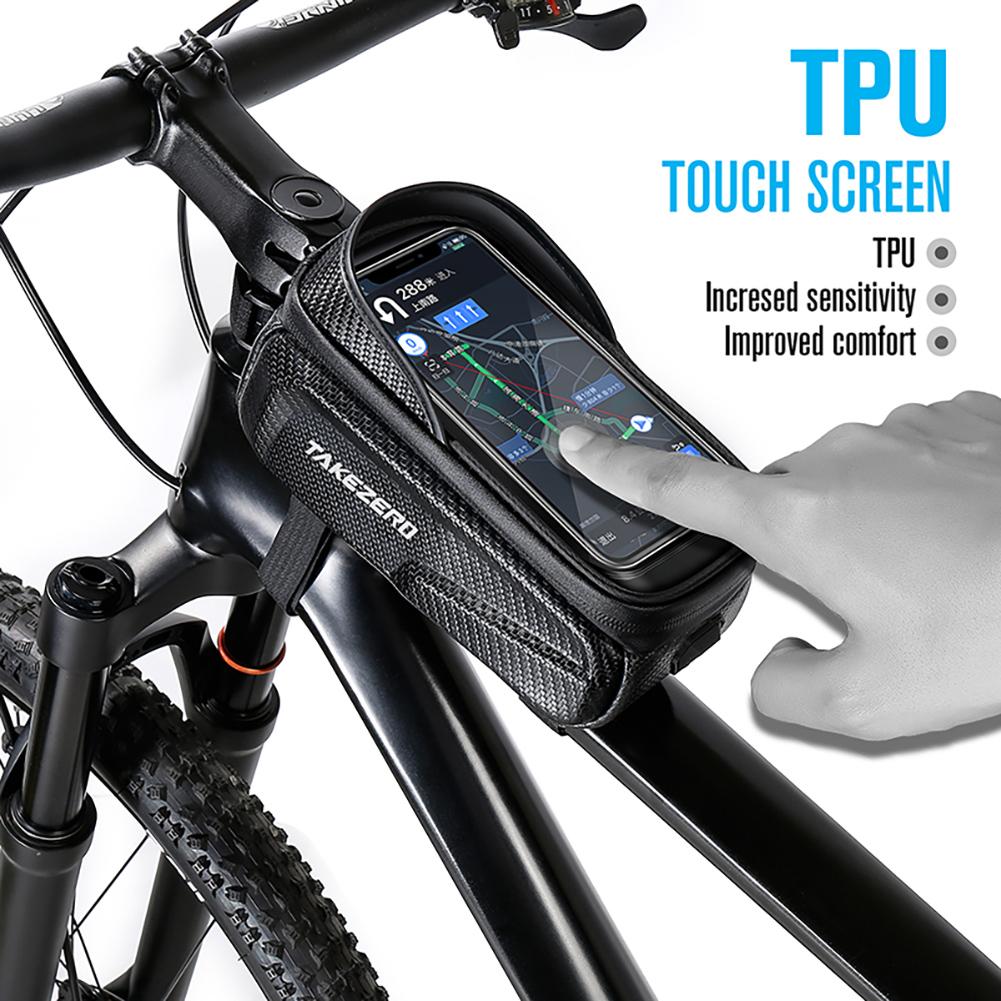 1L Bicycle Bag Cycling Top Front Tube Frame Bag 6.8inch Mobile Phone Case Touch Screen Road Hard Shell Case Bike Accessories