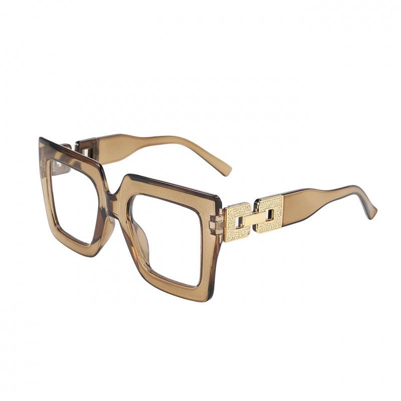 Women's Oversized Square Frame Sunglasses with Metal Decoration – Versatile European & American Style