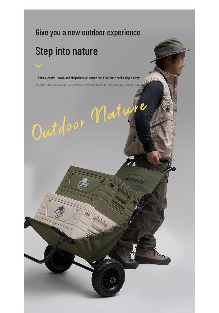 Foldable Wooden Lid Camping Storage Box & Extendable Picnic Table