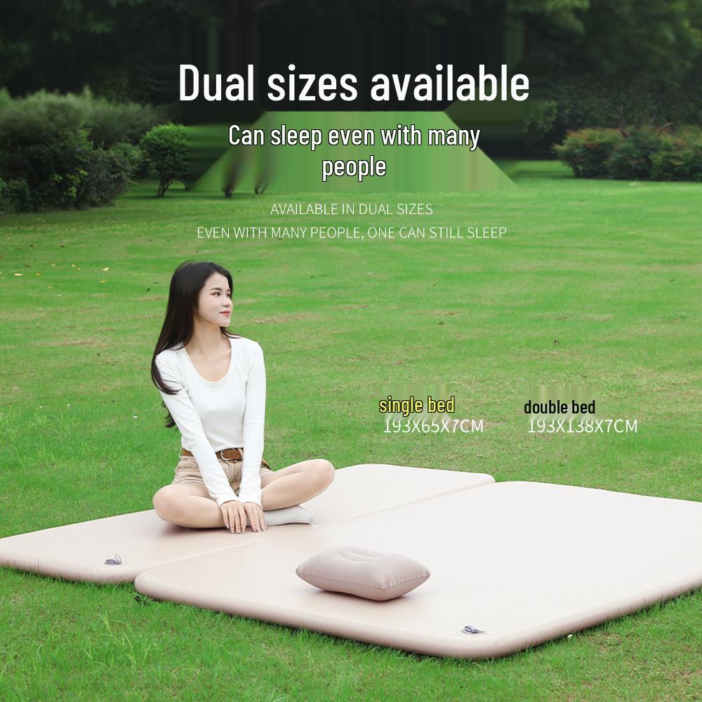 Foldable Inflatable Camping Mattress - Thickened PVC Floor Mat for Outdoor Use