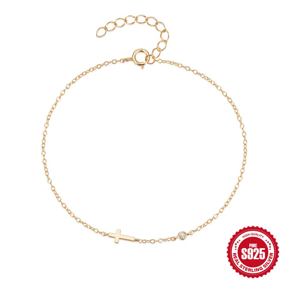 

CANNER Real S925 Silver Mini Zircon Flower Pendant Bracelet Chain for Women s Fine Jewelry Gifts Gold Bracelets Bangles