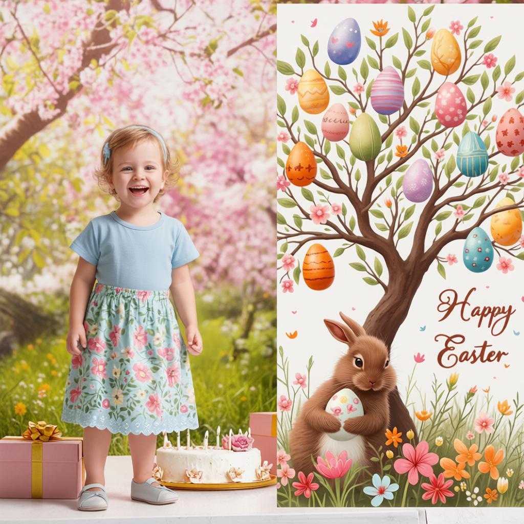 Easter Banner Spring Flowers Happy Easter Display Easter Egg Backdrop Festive Design For Spring Celebration Family Gathering