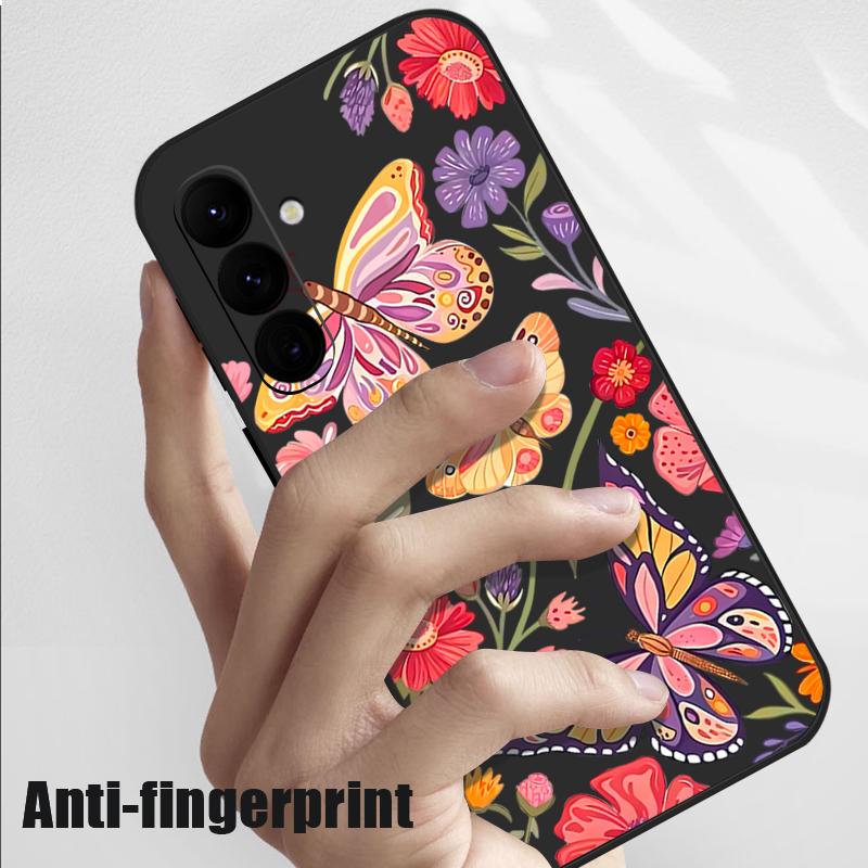 Butterfly Flower Phone Case For Samsung Galaxy A56 A17 A26 A16 A36 A55 A54 A53 A15 S24 S25 FE S25 S22 S23 Ultra Plus Lanyard Soft Cover