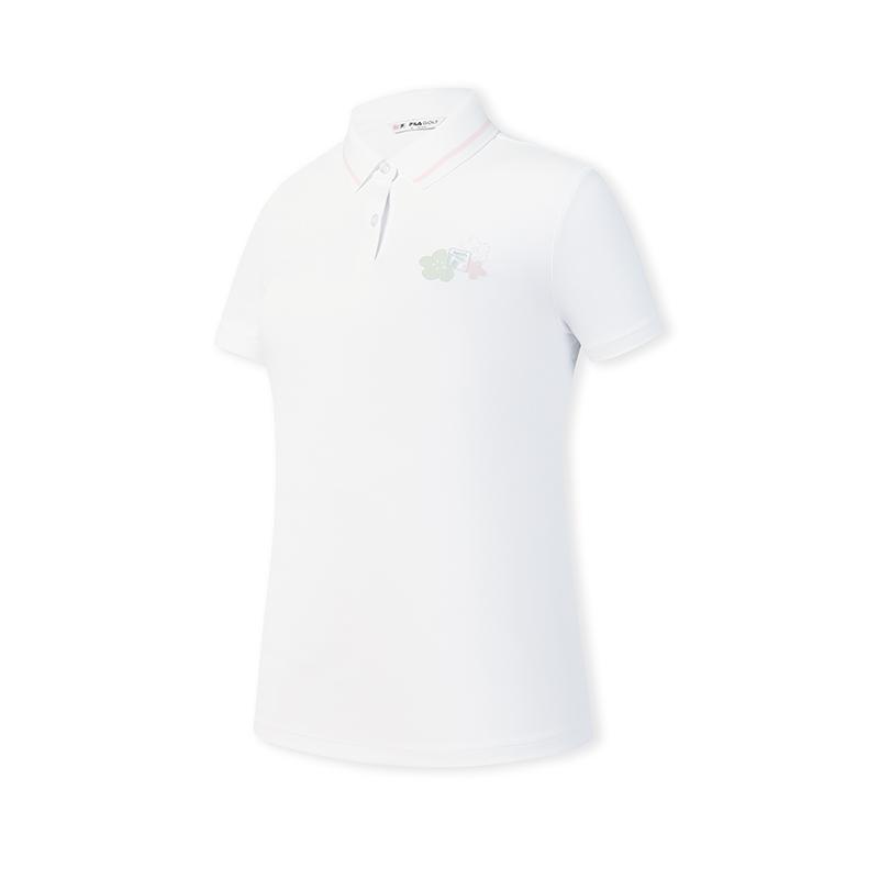 

FILA Golf Series Fashion Sports Casual Breathable Comfortable Knitted Short Sleeve Polo Shirt Women tops Jade-White A11W625144FWT S