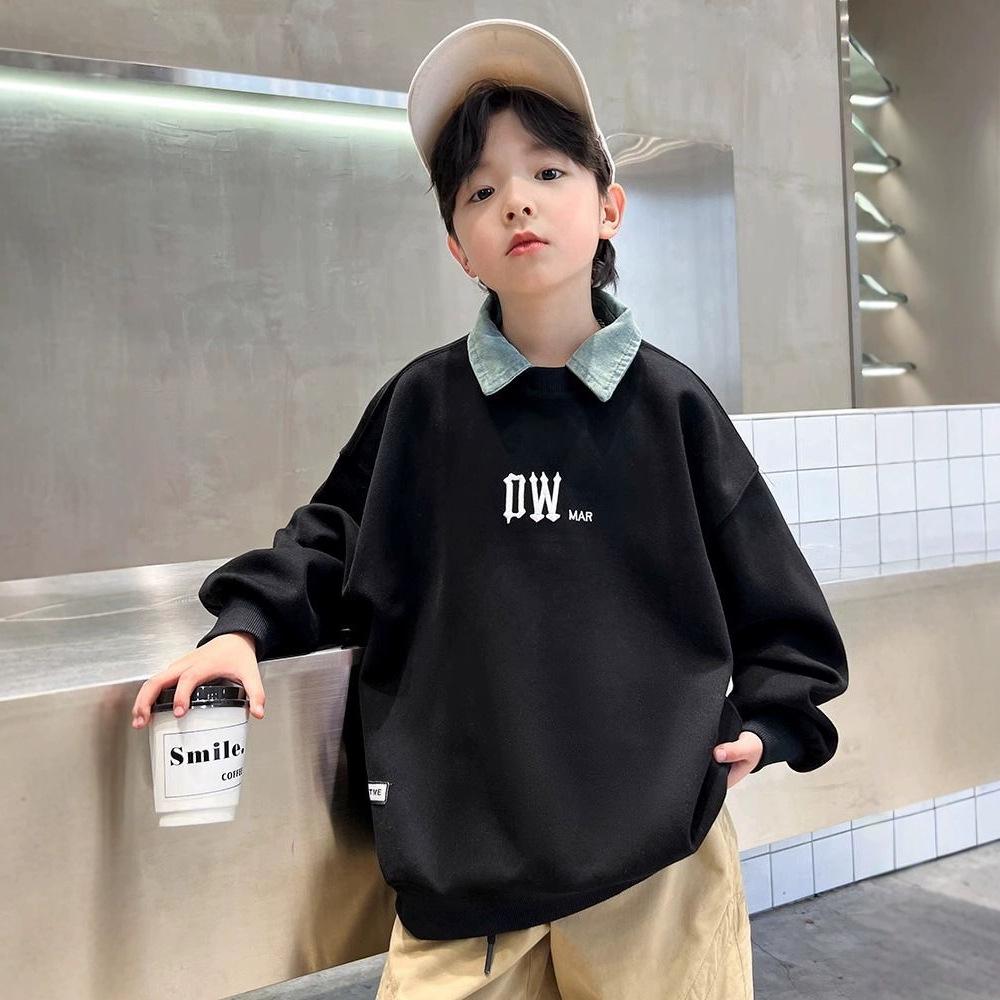2025 New Boys' Polo Sweatshirt - Spring/Autumn Style, Trendy T-Shirt for Big Boys