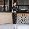 Bronzing black velvet national style new Chinese Suzhou long-sleeved autumn cheongsam improved young women's high-end sense spring and autumn