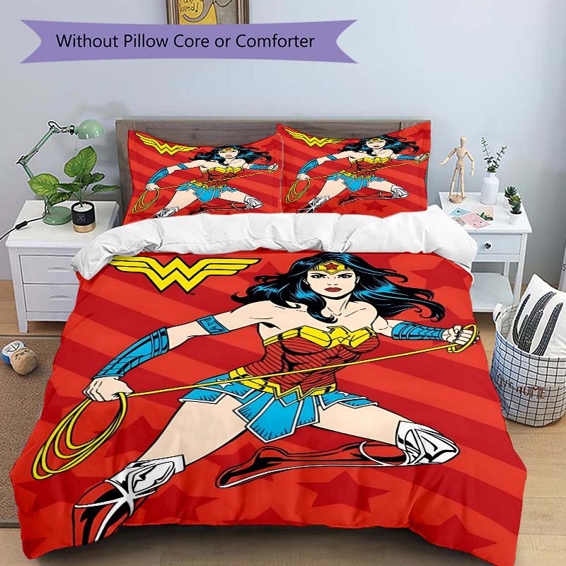 3pcs Wonder Woman Cover Set,Soft Comfortable Duvet Cover,Guest Room (1*Duvet Cover + 2*Pillowcases, Without Core) yy251024096