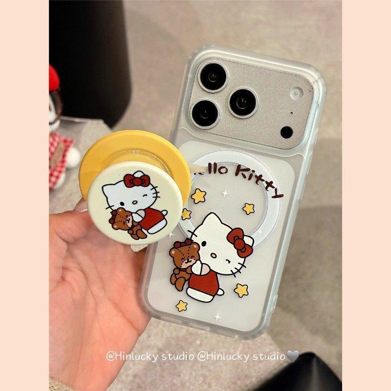 Kt Cat Is Suitable for Apple 16promax Mobile Phone Case 15plus Magnetic Suction 14 Bracket 13pro Skin Feeling 16e Creative 17