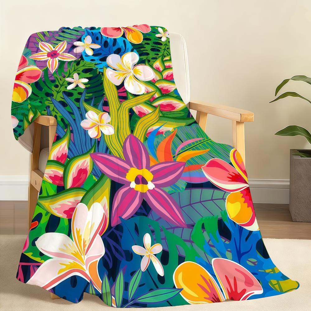 Fashion Tropical Jungle flowers plants Blanket Soft Throw Blanket for Home Bedroom Bed Sofa Picnic Travel Office Blanket Gift 75x90cm