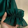 Spring Autumn Women's Round Neck Blouse High-end Pearl Satin Shirt Top