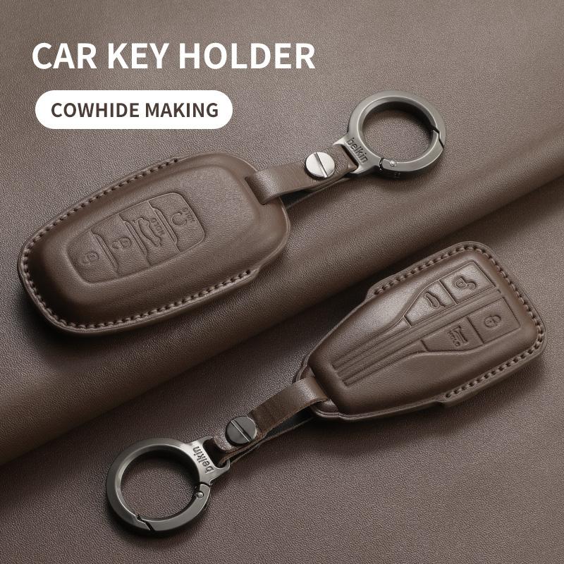 Leather Car Key Cover Case Shell For Hongqi H5 H7 H9 Hs3 Hs5 Hs7 Ehs9 L5 L9 Car Remote Key Case Protector Cover Keychain