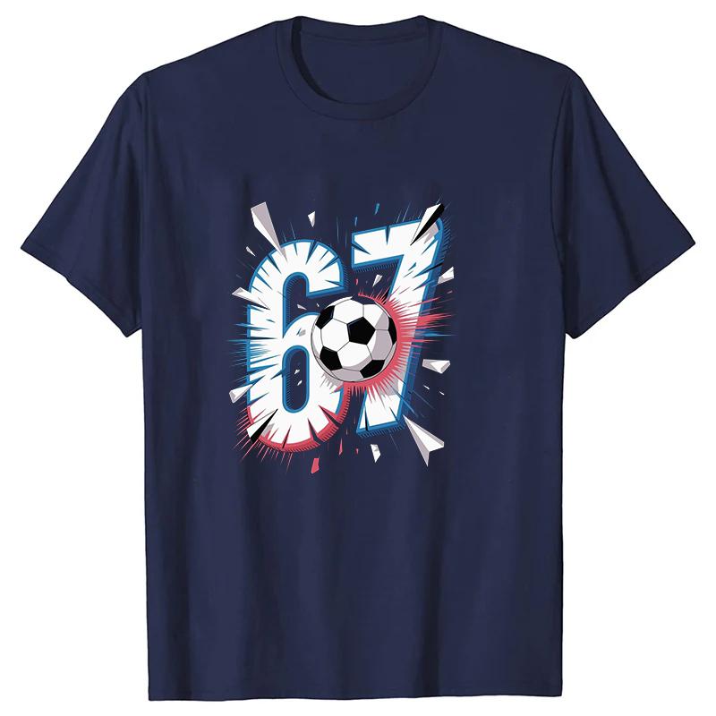 Six Seven Women Unisex Soccer TShirts Short Sleeves Harajuku Style Unisex Tee Summer Trend Large Size Round Neck Couple Top Shirt
