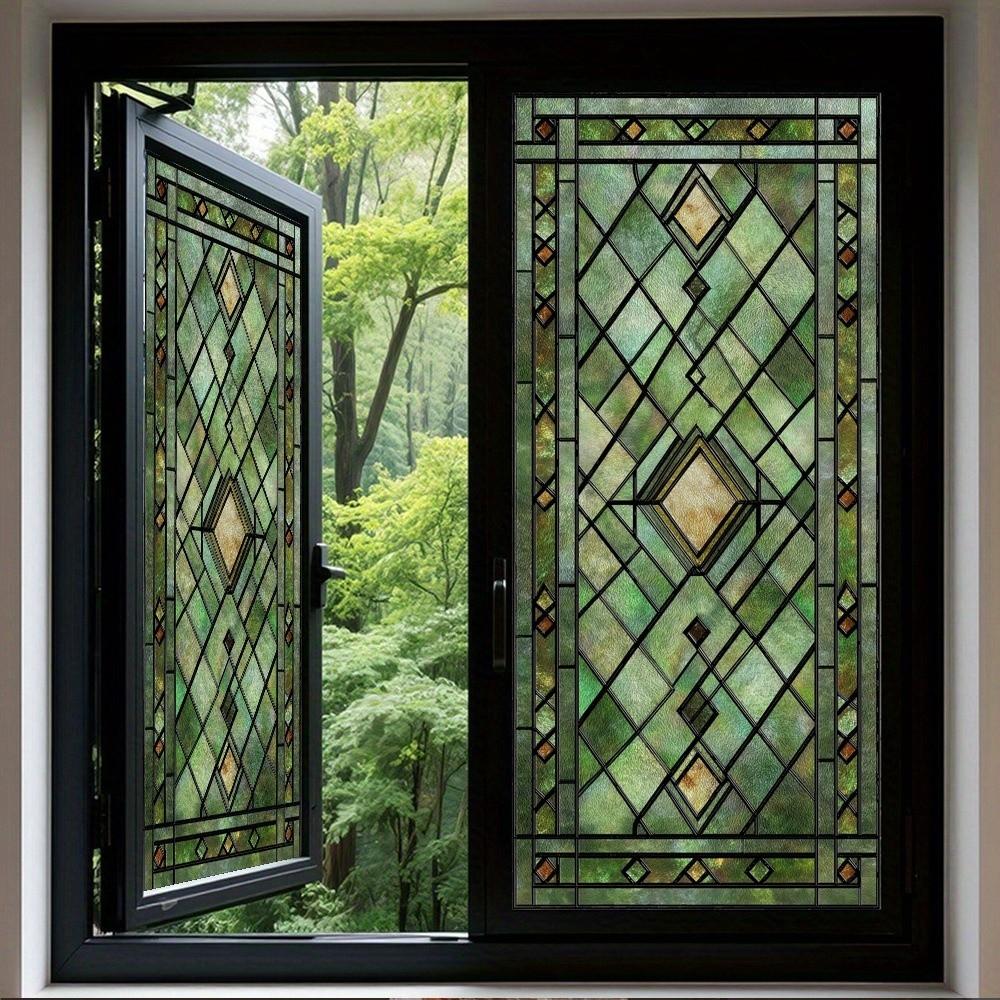 Rainbow Pattern Lattice Window Film Non-Adhesive Privacy Window Film  for Windows Doors Sidelight