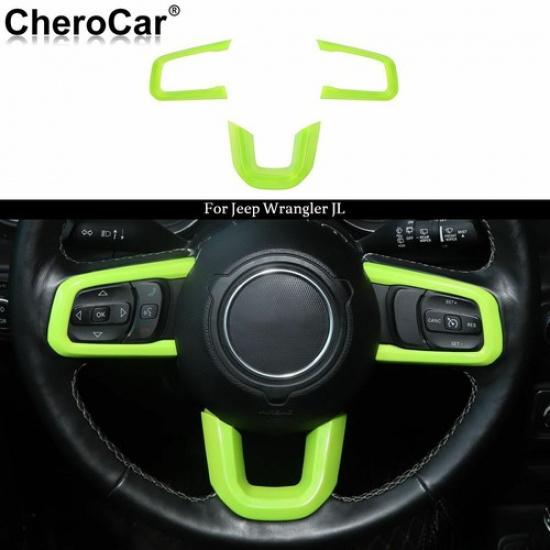 For JL Steering Wheel Trim Cover for Jeep Wrangler 18+ JL JT Accessories Green