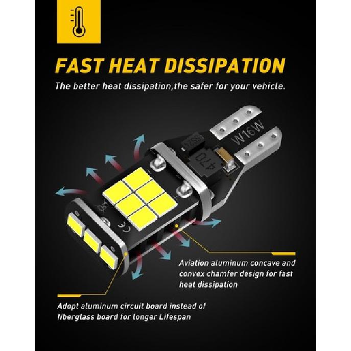 AUXITO Pair White T15 Reverse Back Up  LED Light Bulbs T16 W16W Bright New EOOH