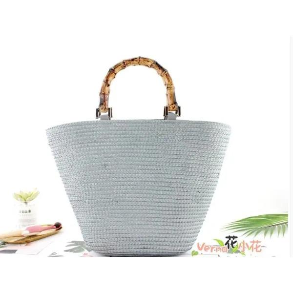 Nowa koreańska słomkowa torba casualowa letnia wakacyjna torba na ramię materiałowa prosta jednolity kolor dzika słomkowa torba