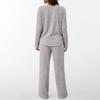 Women's 2 Piece Lounge Outfits Casual Long Sleeve Top Wide Leg Pants Pajamas Set Ribbed Sweater Sleepwear