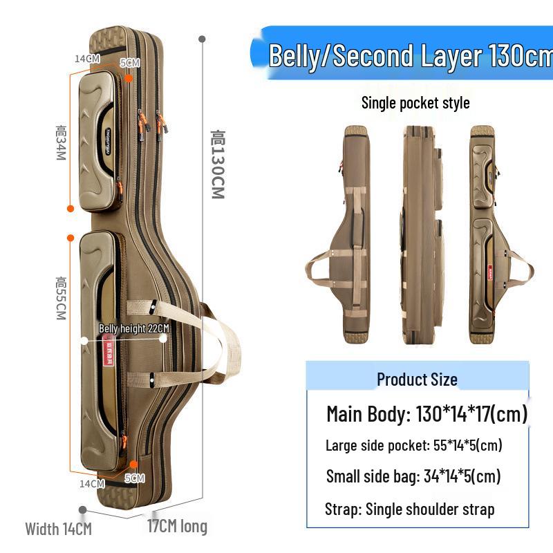 

Многофункциональная сумка для удочек большой вместимости - Утолщенная, Легкая, Дизайн «Большой живот», Сумка для рыболовных снастей
