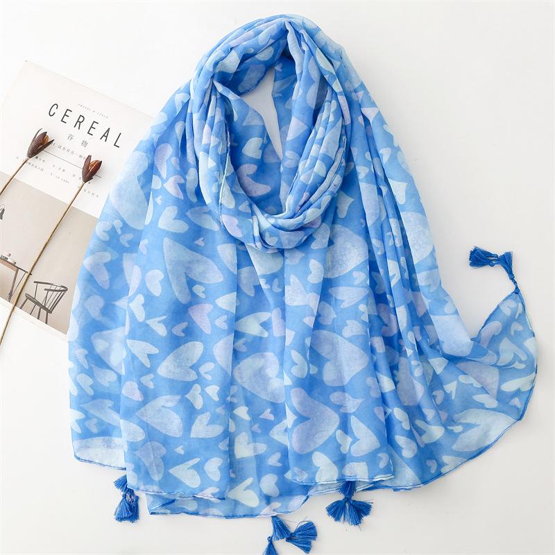 

Элегантная шаль из балийской пряжи с красным сердечком и кисточками — легкий, дышащий шарф из полиэстера для женщин | Стиль бохо-шик, идеально подходит для любого сезона 180*88CM