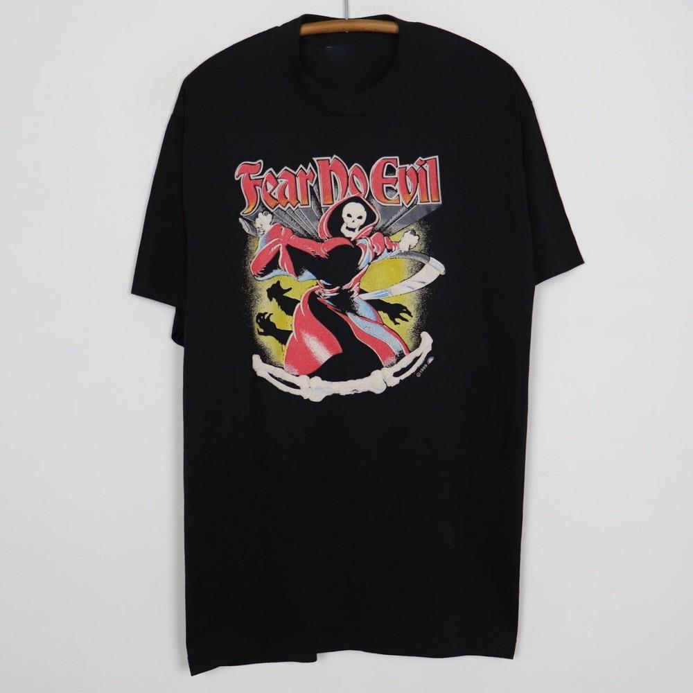 1989 Fear No Evil Shirt Size S-5XL Reprint, Halloween Apparel Unisex T-Shirt M